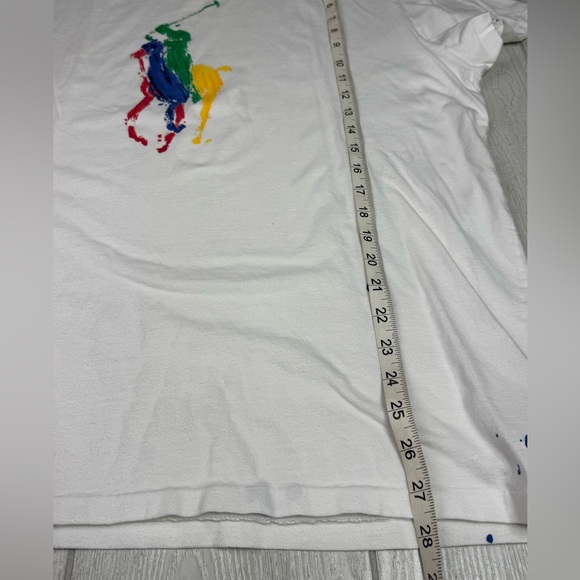 XL White Polo Ralph Lauren Big Pony Splatter T-shirt - Picture 8 of 8